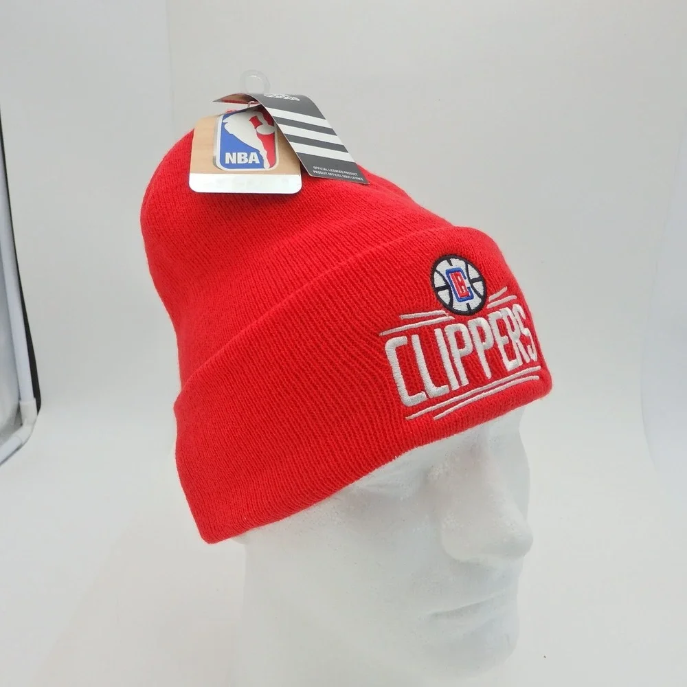 Los Angeles Clippers Beanie Cap Hat Mens Red Adidas Logo NBA NEW NWT